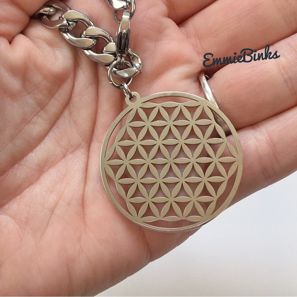 New Sacred Geometry Flower of Life Stainless Steel Geometric Charm Bracelet - Picture 9 of 13